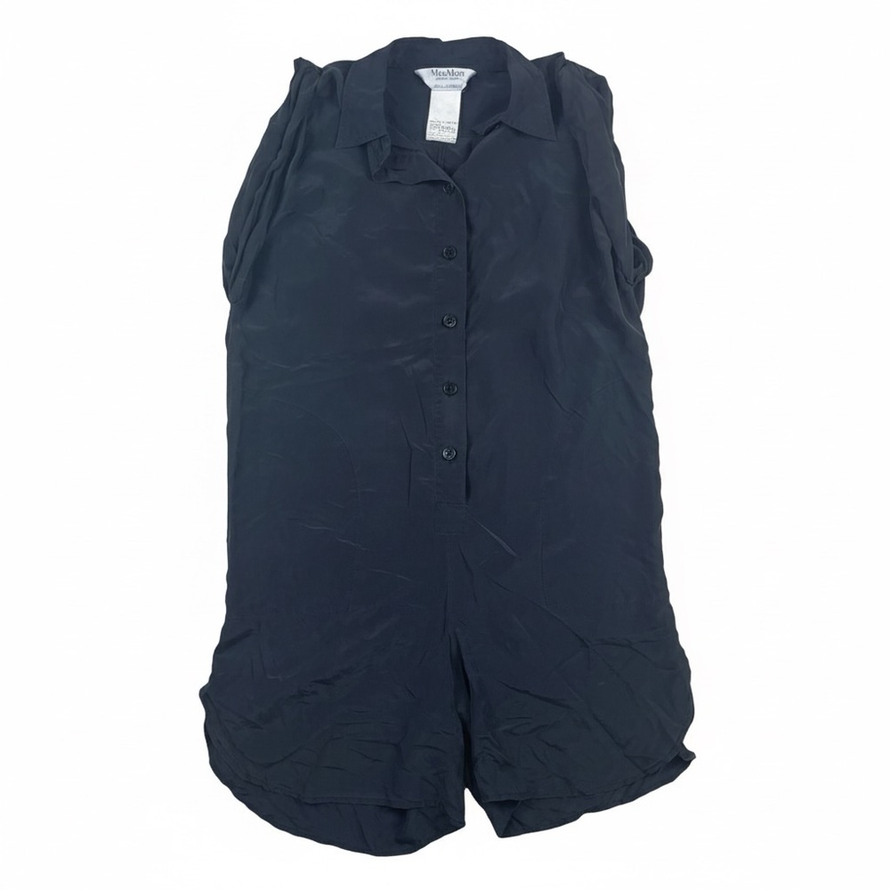 Max Mara Pure Silk Black Romper Made in Italy Size 2